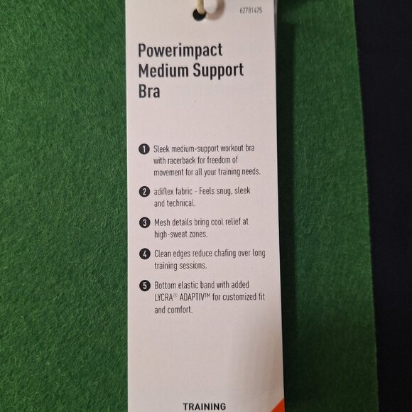 adidas Women’s Powerimpact Training Medium Support Sports Bra Charcoal Sz XS C/D - Picture 13 of 16